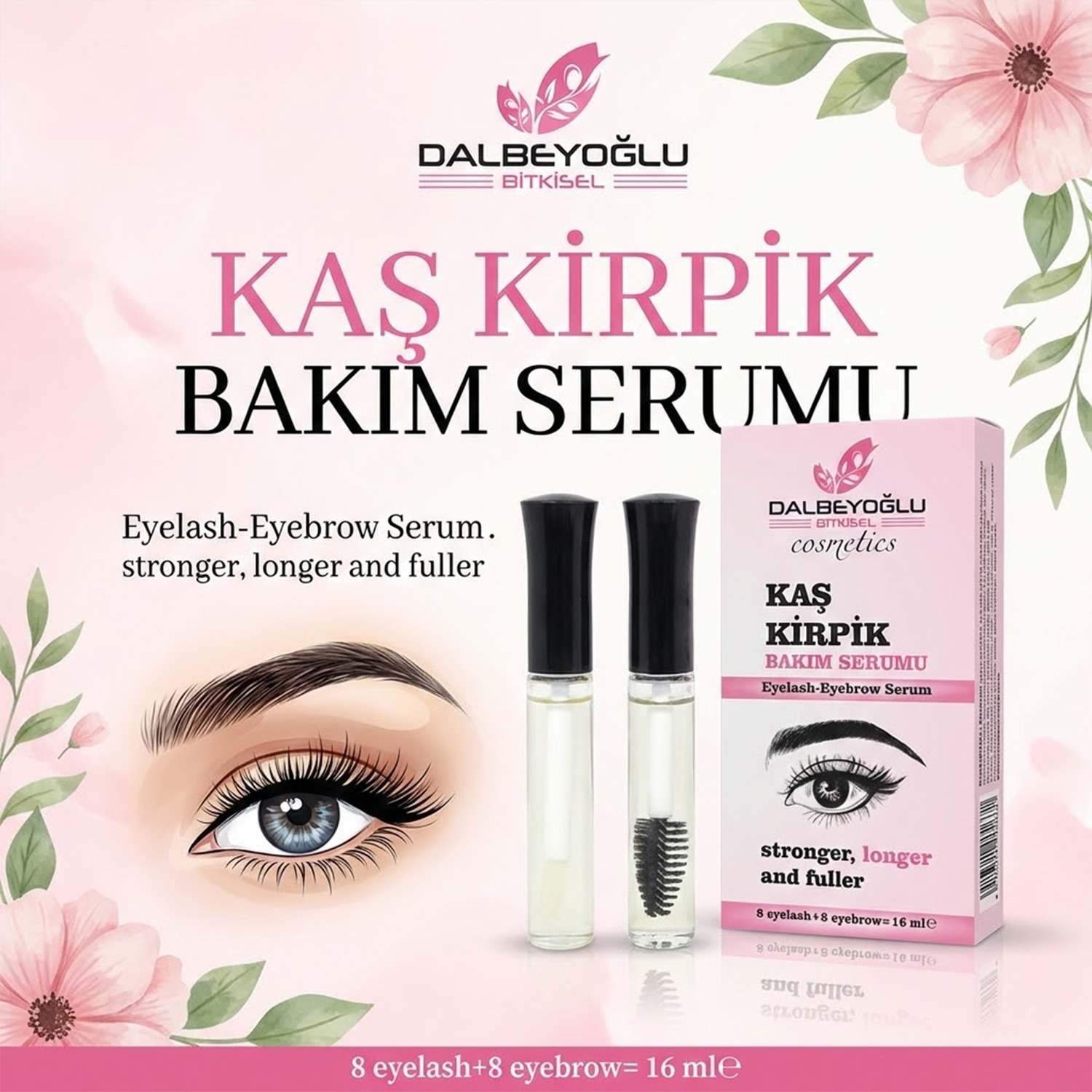 kaş kirpik 2 DALBEYOĞLU BİTKİSEL Kaş Kirpik Bakım Serumu 10+10 ml - Görsel 1