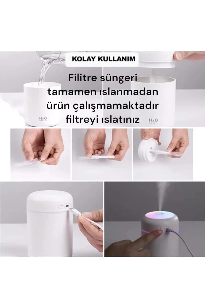 1_org_zoom (6) H2O Humidifier Elektrikli Hava Nemlendirici 300 ml Buhar ve Aromatik Koku Difizörü - Görsel 6