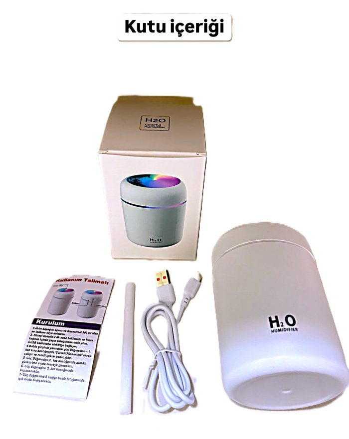 3 H2O Humidifier Elektrikli Hava Nemlendirici 300 ml Buhar ve Aromatik Koku Difizörü - Görsel 7