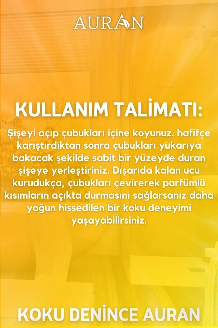 SNDÇBK6 AURAN Amber Çubuklu Oda Kokusu Bambu Kokusu Kare Şişe Amber 100 ml - Görsel 6