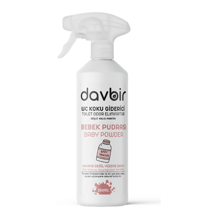 asasa DAVBİR Bebek Pudrası Kokulu Wc Kötü Koku Giderici Ultra Kalıcı Yüzey Parfümü 250ml - Görsel 1