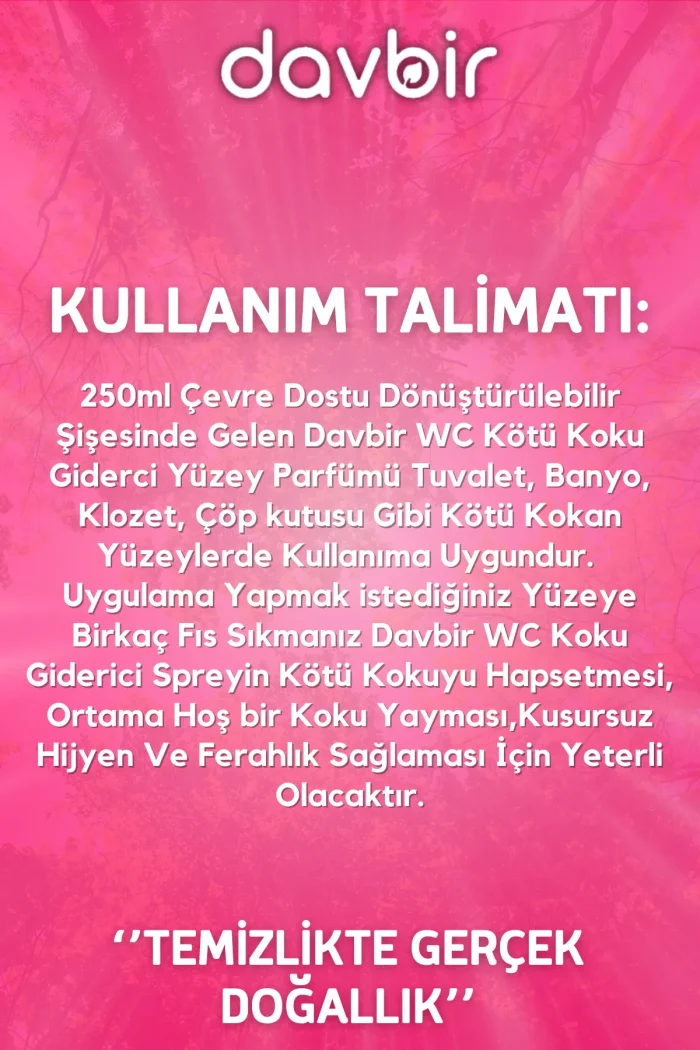 wcbbk4 DAVBİR Bebek Pudrası Kokulu Wc Kötü Koku Giderici Ultra Kalıcı Yüzey Parfümü 250ml - Görsel 4