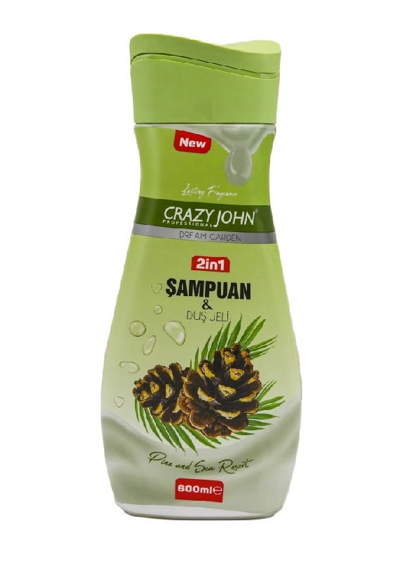 0103330_crazy-john-sampuan-dus-jeli-cam-ve-deniz-600-ml CRAZY JOHN 2 si 1 arada (Şampuan+Duş Jeli) Çam ve Deniz kokulu 600 ml - Görsel 1