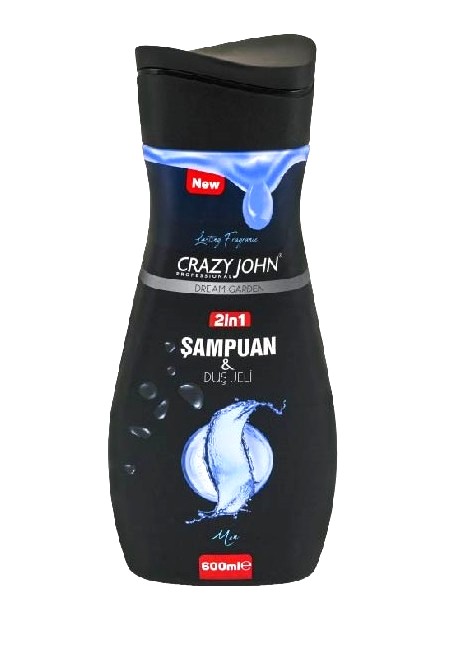 0103332_crazy-john-sampuan-dus-jeli-men-600-ml CRAZY JOHN 2 si 1 arada (Şampuan+Duş Jeli) Men Ferah 600 ml - Görsel 1