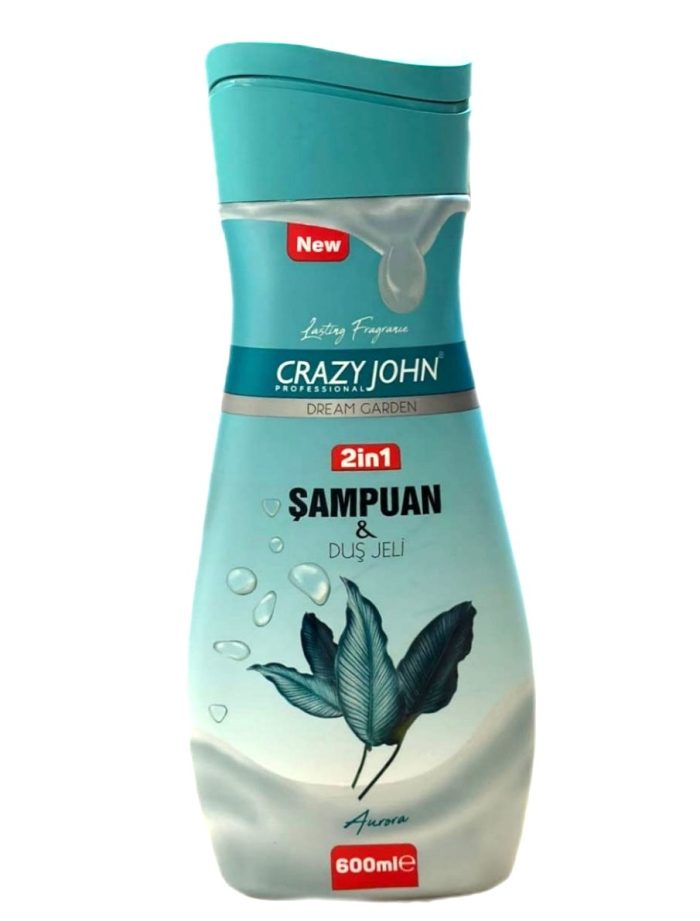 0109224_crazy-john-sampuan-dus-jeli-aurora-600-ml (1) CRAZY JOHN 2 si 1 arada (Şampuan+Duş Jeli) Arora Kokulu 600 ml - Görsel 1