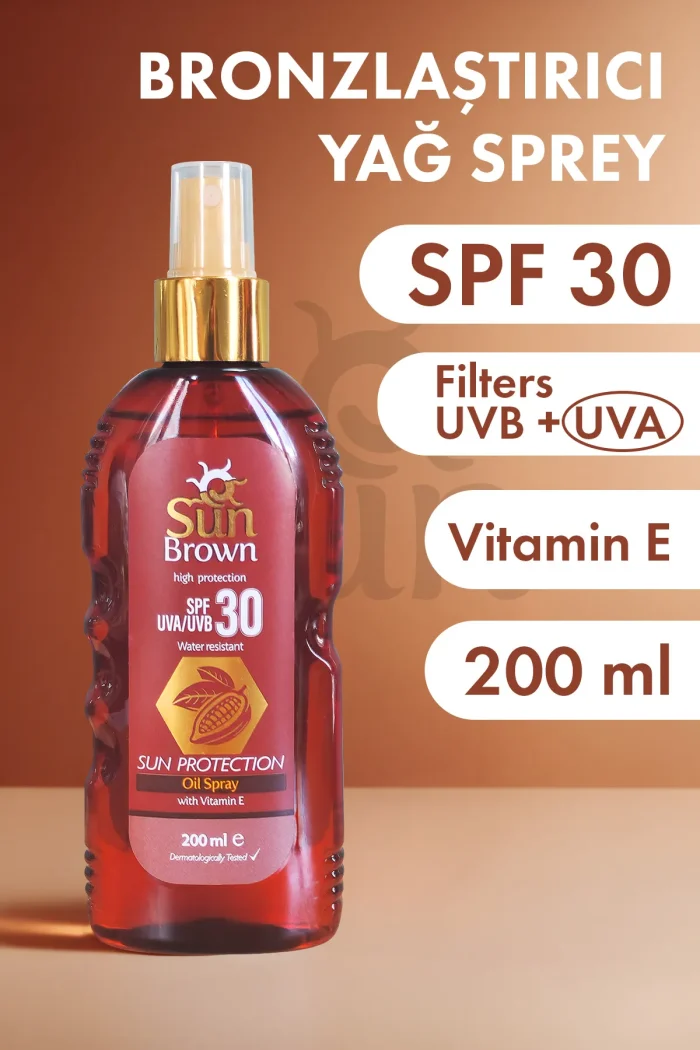 bronzlaştırıcı yağ SUN BROWN Bronzlaştırıcı Yağ sprey SPF+30 200 ml - Görsel 1