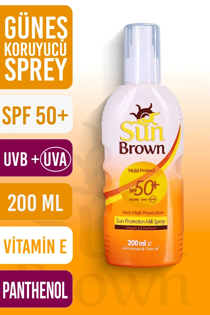 güneş koruyucu +50 SUN BROWN Güneş Koruyucu Süt Sprey SPF+50 - Görsel 1