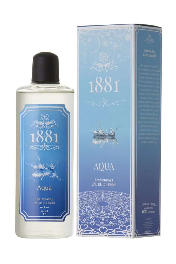 aqua les hommes 1881 1881 Aqua Les Hommes Kolonya 80 derece Cam Şişe 250 ml - Görsel 1