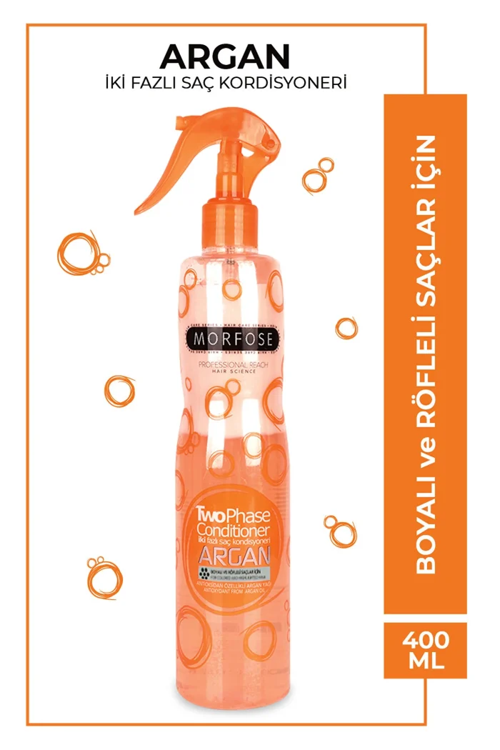 argan400 MORFOSE Argan İki Fazlı 400 ml Saç Kondisyoneri Fön Suyu - Görsel 1
