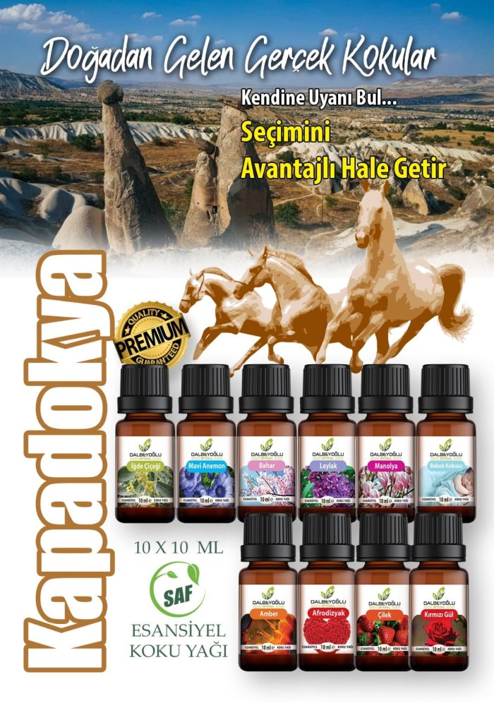 kapadokya DALBEYOĞLU BİTKİSEL Kapadokya Saf Esansiyel Koku Yağı Grubu 10 ml x 10 adet - Görsel 1