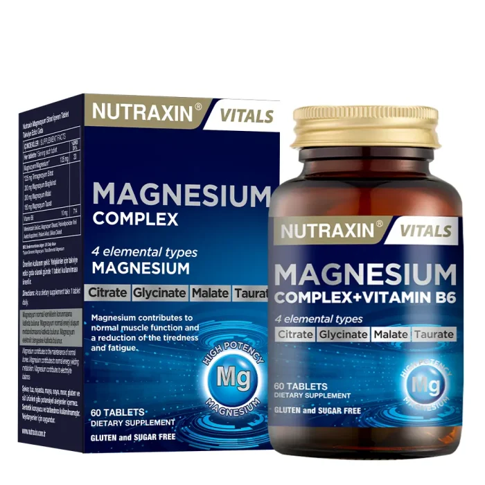 nx-magnesium-complex-kutu NUTRAXIN Magnezyum Complex+Vitamin B6 60 Tablet - Görsel 1