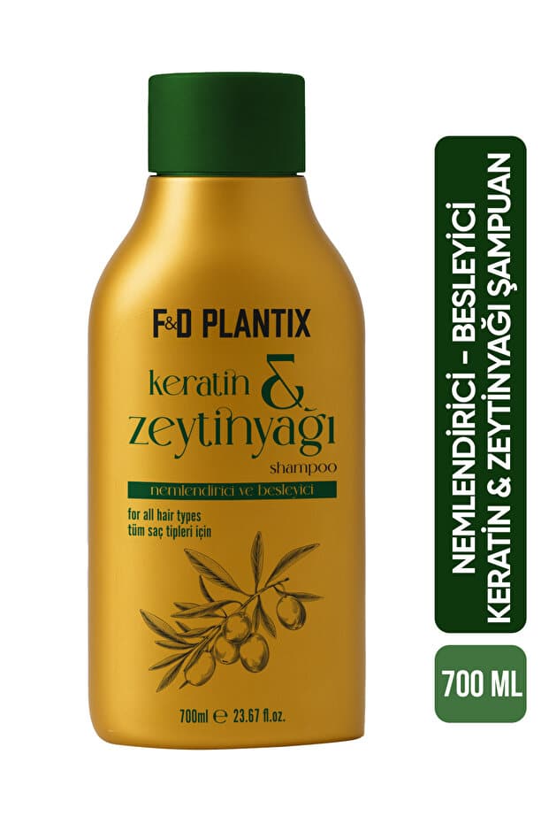 zeytin F&D PLANTİX Zeytinyağı Keratin Nemlendirici ve Besleyici Şampuan Moisturizing & Nourishing 700ml - Görsel 1