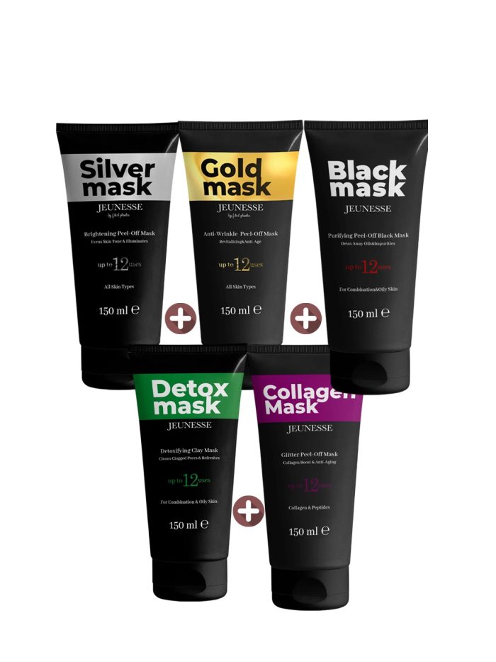 JEUNSESSE Siver+Gold+Black+Detox+Kolajen 5 li Set Maske 150 ml x 5 adet - Görsel 1