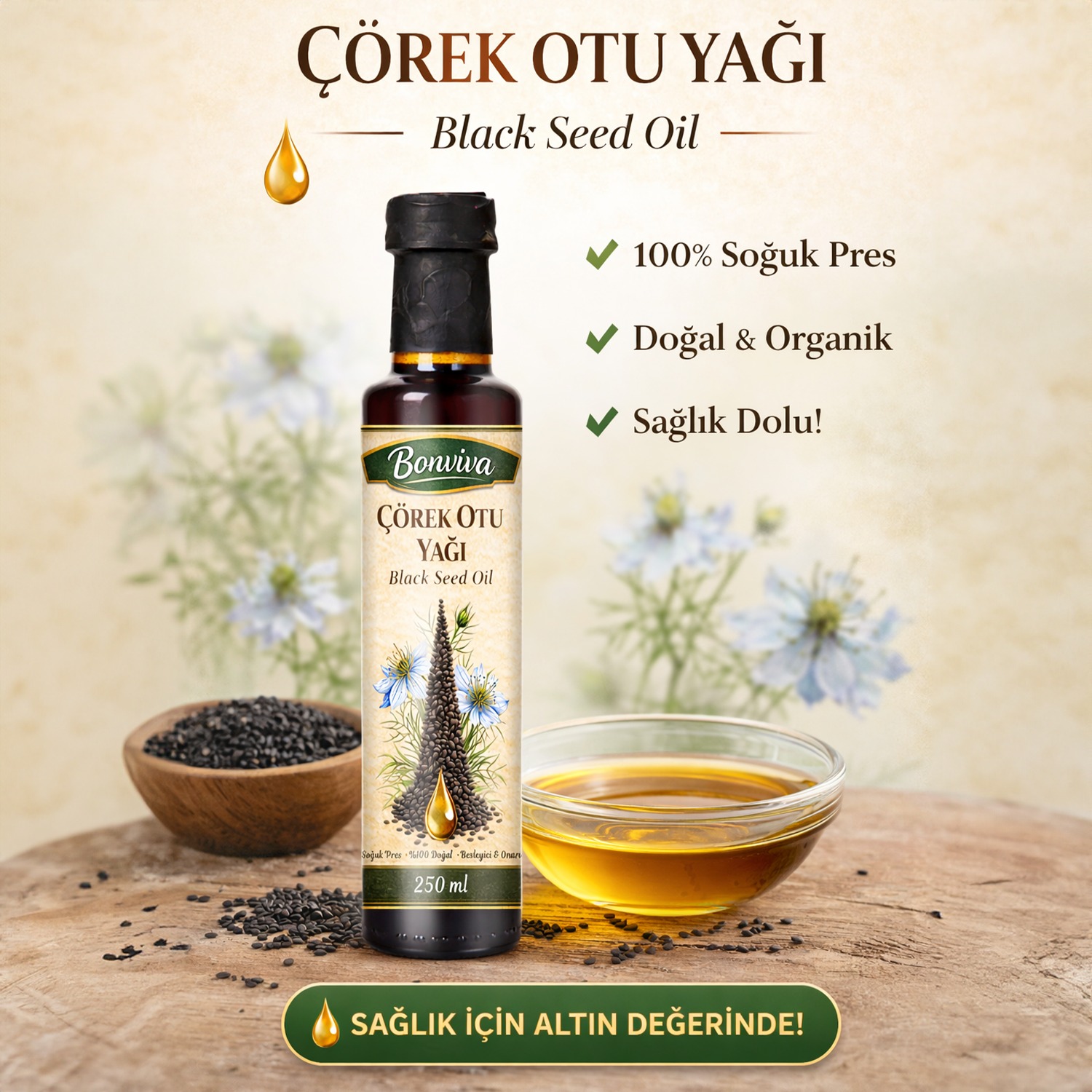 yasemin99 BONVİVA Saf Çörekotu Yağı 250 ml - Görsel 1
