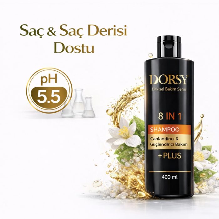 DORSY Canlı Saçlar ve Sağlıklı Saç Derisi için Yasemin Kokulu Tuzsuz Doğal  8 İN 1 Şampuan 400 ml - Görsel 7