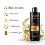DORSY Canlı Saçlar ve Sağlıklı Saç Derisi için Yasemin Kokulu Tuzsuz Doğal  8 İN 1 Şampuan 400 ml - Görsel 6