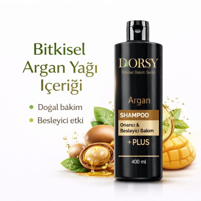 DORSY Dökülme-Kepek Karşıtı ve Onarıcı-Besleyici Mango Kokulu Tuzsuz Doğal Argan Yağlı Şampuan 400 ml - Görsel 7