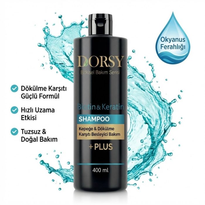 DORSY Dökülme-Kepek Karşıtı Besleyici Okyanus Kokulu Tuzsuz Doğal Biaotin-Keratin Şampuan 400 ml - Görsel 3
