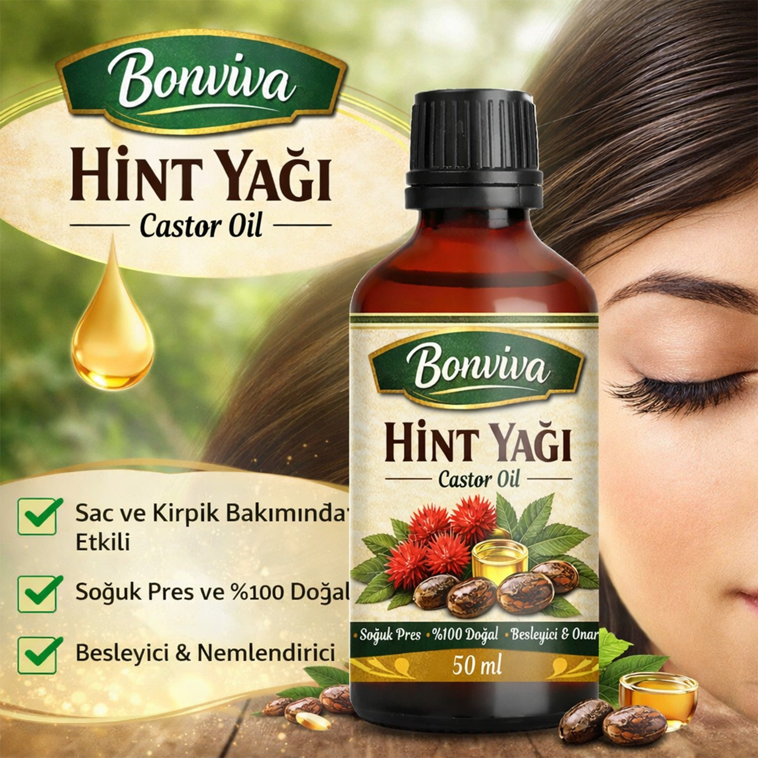 hintyağı50ml BONVİVA Hint Yağı 50 ml - Görsel 1