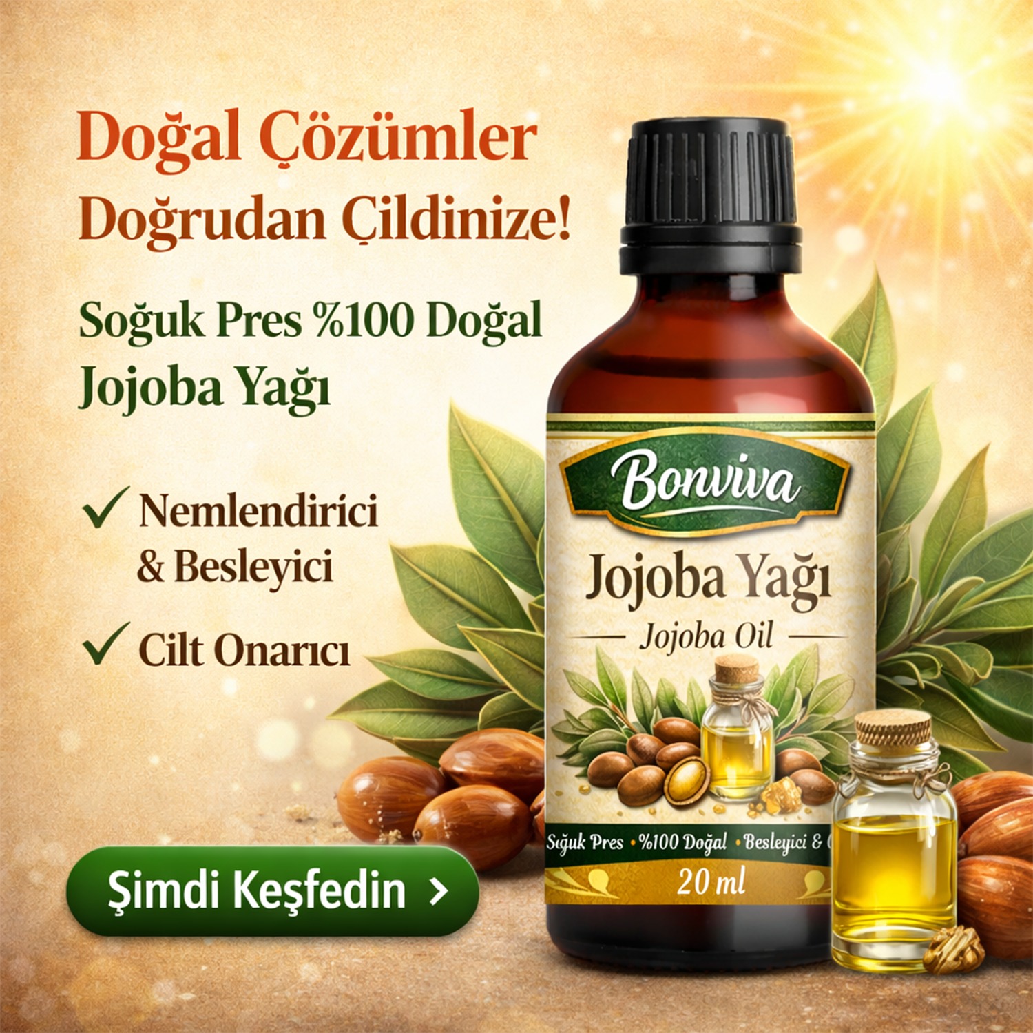 jojobaaa BONVİVA Saf Jojoba Yağı 20 ml - Görsel 1