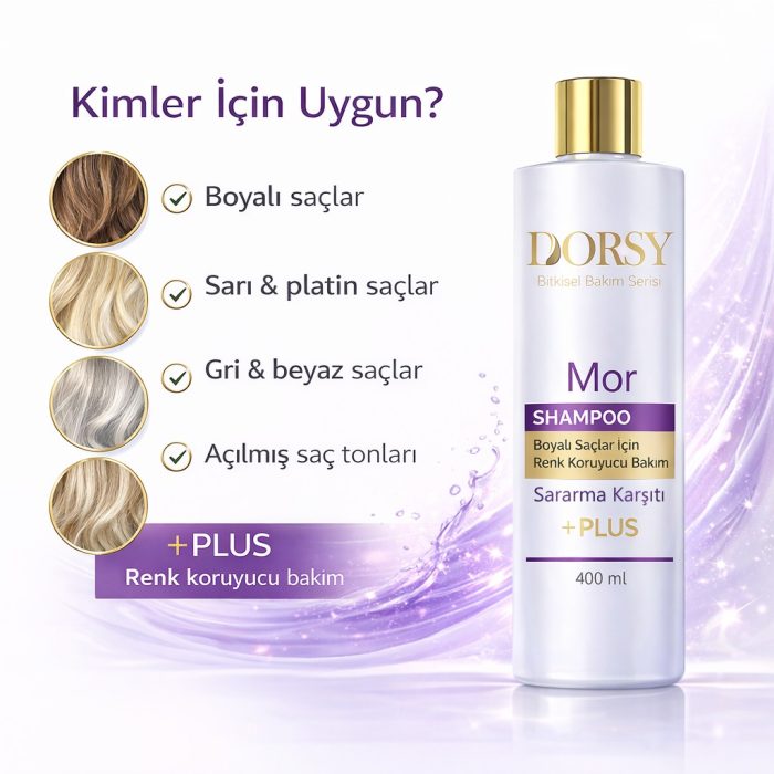 DORSY Sararma ve Kızıllık Karşıtı Boyalı Saçlar İçin Leylak Kokulu Tuzsuz Doğal Mor Şampuan 400 ml - Görsel 5