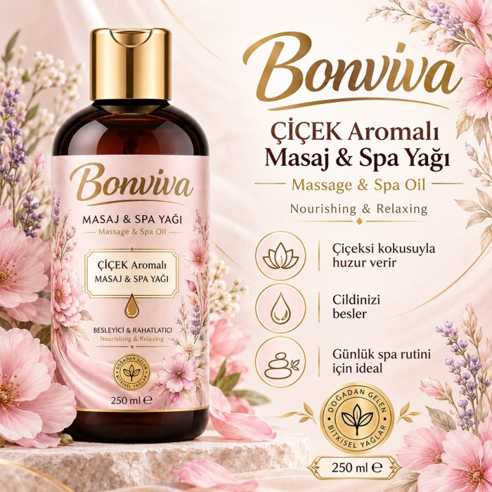 BONVİVA Çiçek Özlü Spa Masaj Yağı 250 ml - Görsel 4