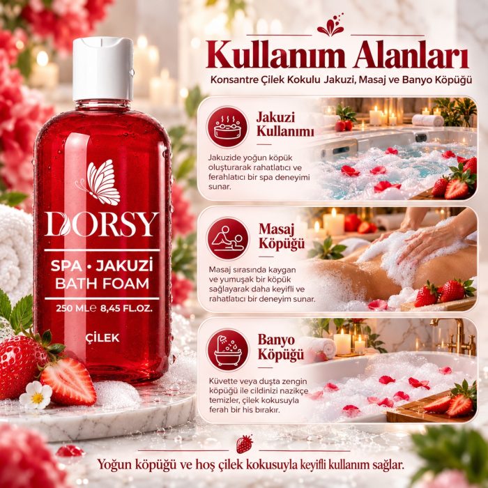 DORSY Çilek Kokulu Jakuzi Masaj ve Banyo Köpüğü 250 ml - Görsel 3