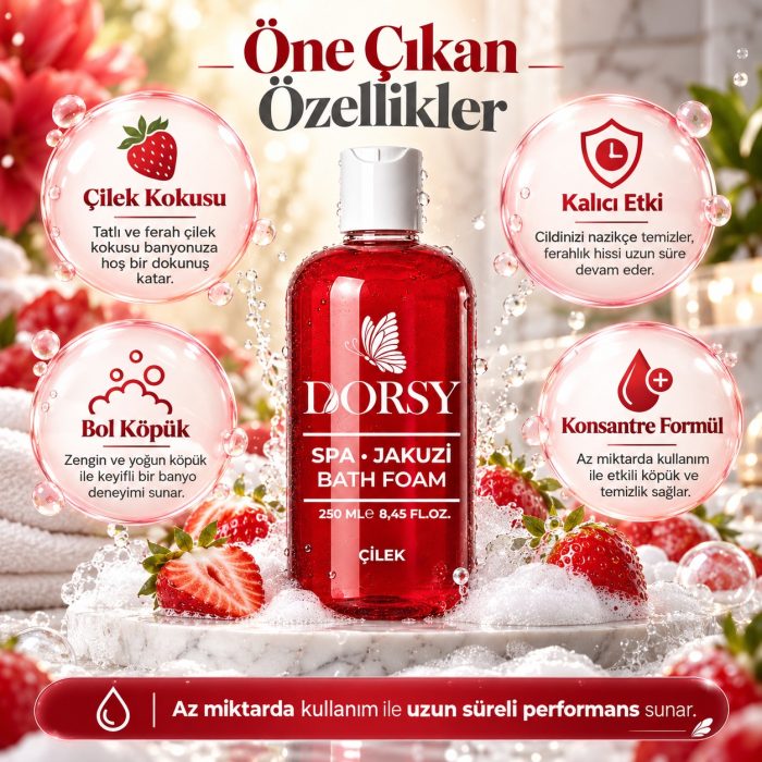 DORSY Çilek Kokulu Jakuzi Masaj ve Banyo Köpüğü 250 ml - Görsel 4