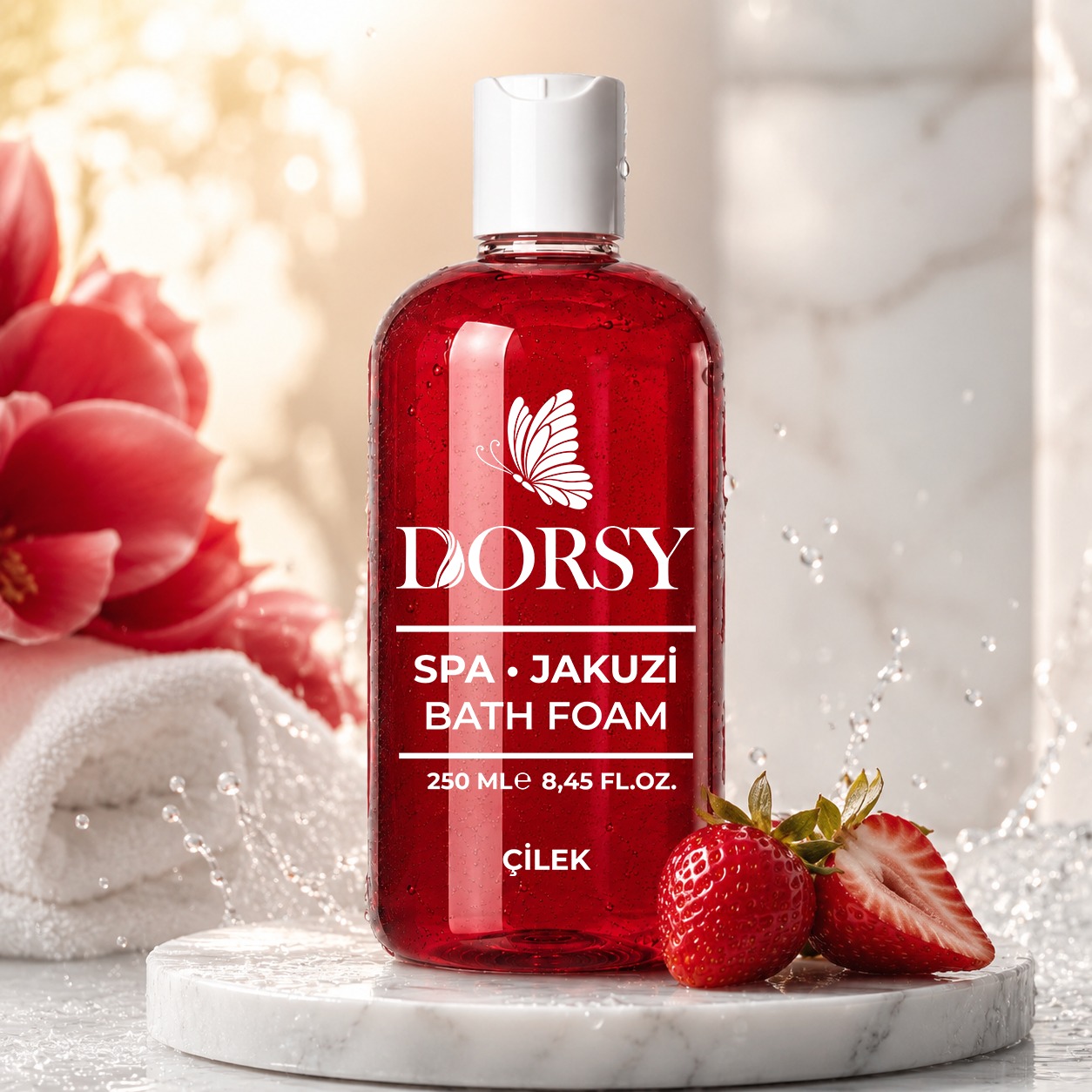 çilek DORSY Çilek Kokulu Jakuzi Masaj ve Banyo Köpüğü 250 ml - Görsel 1