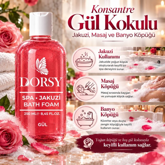 DORSY Gül Kokulu Jakuzi Masaj ve Banyo Köpüğü 250 ml - Görsel 4