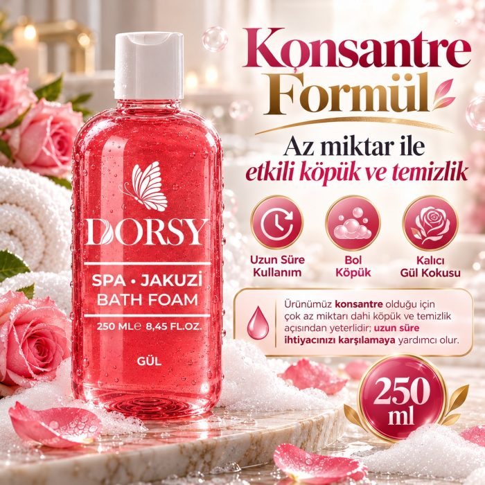 DORSY Gül Kokulu Jakuzi Masaj ve Banyo Köpüğü 250 ml - Görsel 5