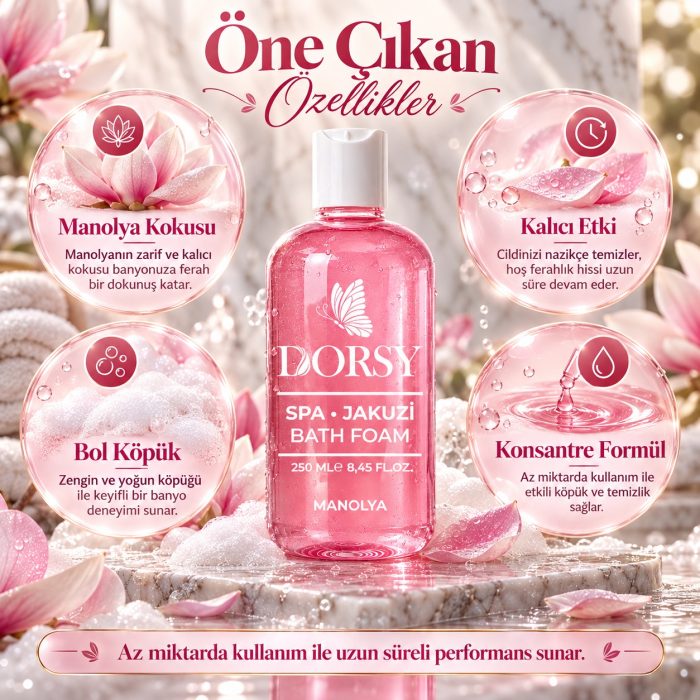 DORSY Manolya Kokulu Jakuzi Masaj ve Banyo Köpüğü 250 ml - Görsel 2