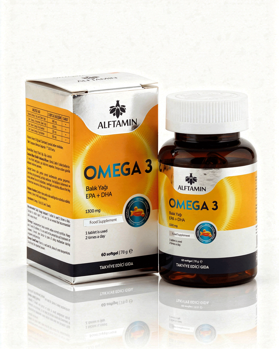 balıkyağı1 ALFTAMİN Omega 3 Balık Yağı 1300 Mg 60 Softjel Kapsül - Görsel 1